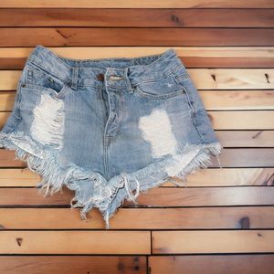 HM light wash denim divided shorts size 4